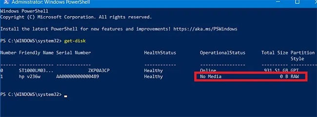Kiểm tra khả năng boot của USB từ Windows PowerShell