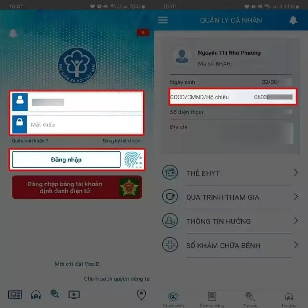 Kiểm tra số CCCD đã cập nhật trên ứng dụng VssID hay chưa