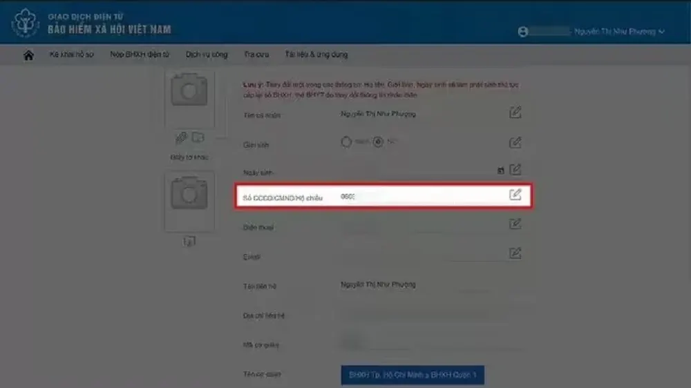 Hướng dẫn cập nhật số CCCD vào ứng dụng VssID trên máy tính - Bước 3