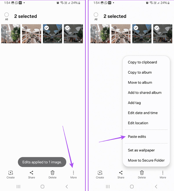 Cách copy paste chỉnh sửa cho nhiều ảnh trên Samsung