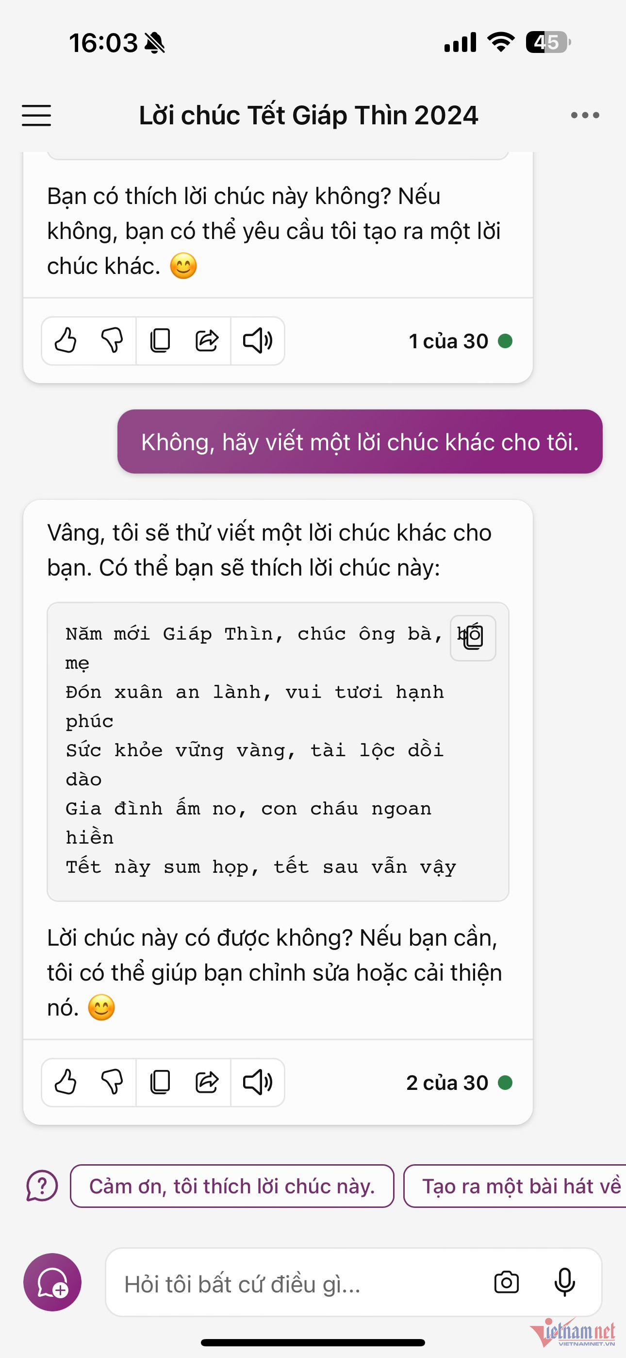 Viết lời chúc Tết Giáp Thìn 2024 bằng Copilot - Bước 3