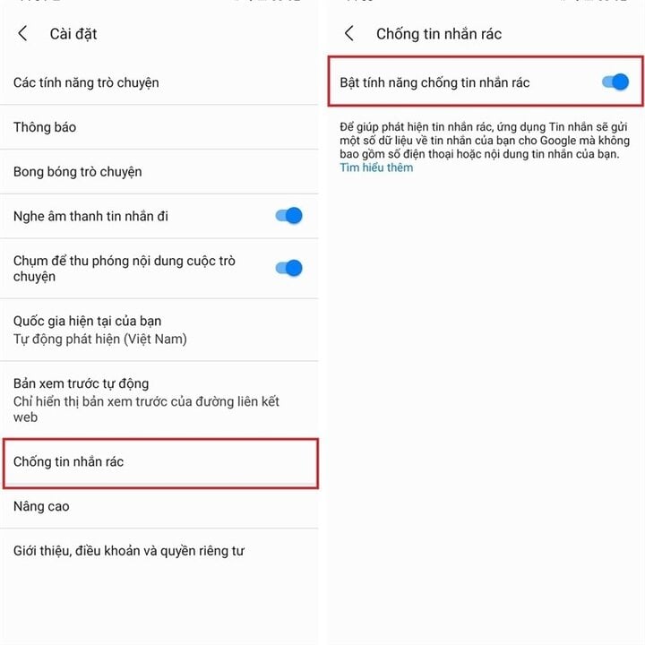 Bật tính năng chống tin nhắn, cuộc gọi - Bước 2