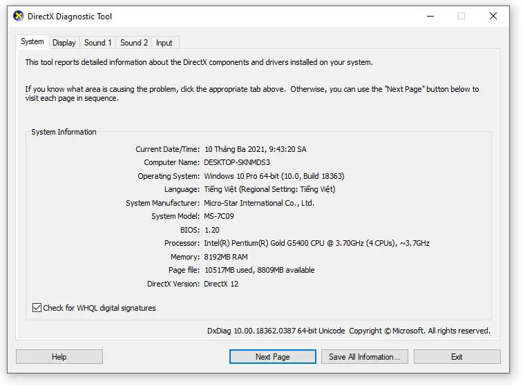 Cách kiểm tra dung lượng VRAM trên Window - Bước 3.1