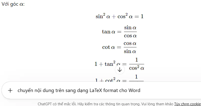 Cách Copy công thức Toán từ ChatGPT vào Word - Bước 1