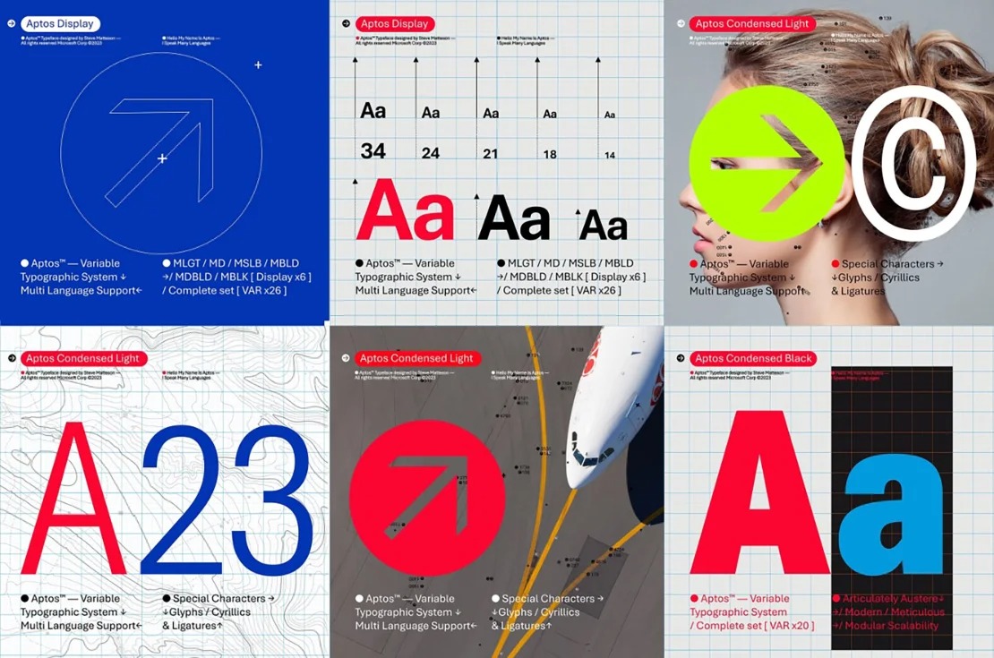 Chi tiết về "thông số" của font chữ Aptos - Ảnh: Internet.