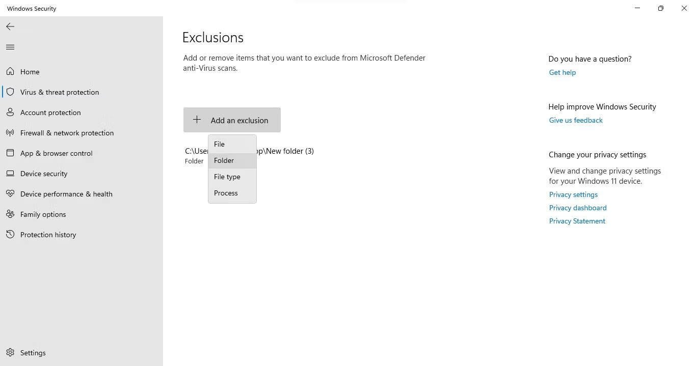 Loại trừ thư mục Downloads khỏi Windows Defender - 2