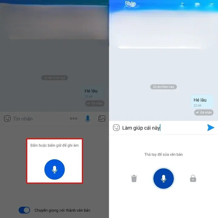 Cách nhập văn bản bằng giọng nói trên Zalo - Bước 3