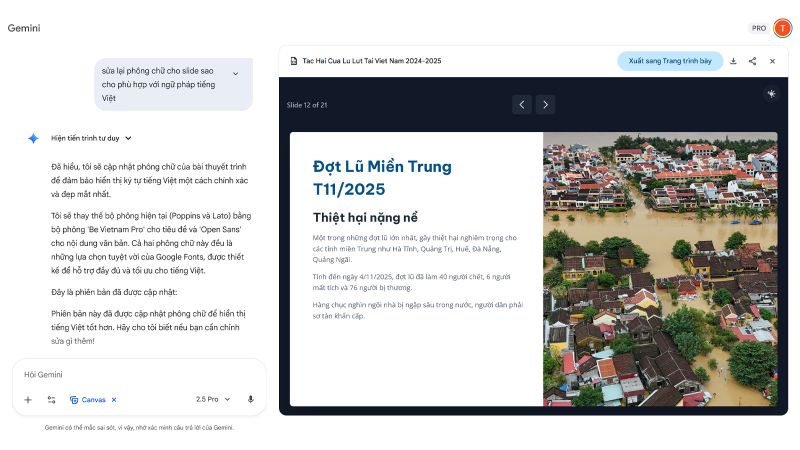 Trải nghiệm tạo slide tự động với Canvas trong Gemini - 5