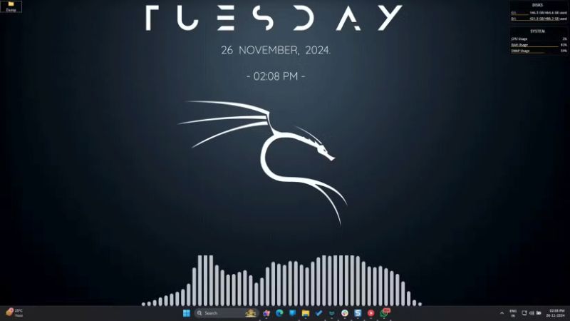 Desktop Windows 11 được tùy chỉnh bằng Rainmeter