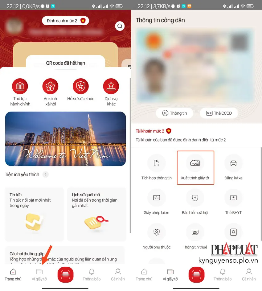 Cách xuất trình giấy tờ bằng VNeID