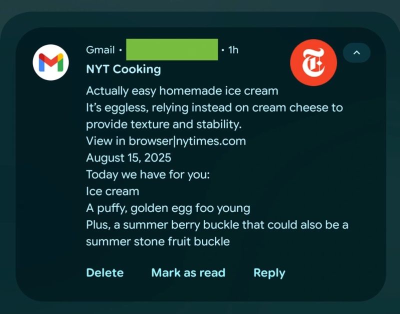 Người dùng Gmail có thể đánh dấu mail đã đọc ngay từ thông báo