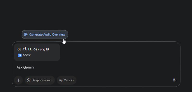 Tính năng biến văn bản thành một đoạn podcast trên Gemini.