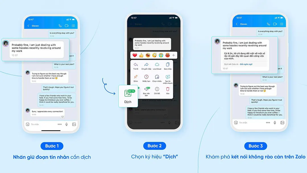 Zalo nâng cấp tính năng Dịch AI