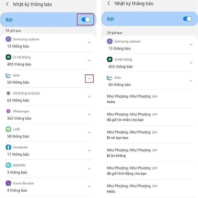 Cách xem tin nhắn đã thu hồi trên Zalo điện thoại Samsung - Bước 2