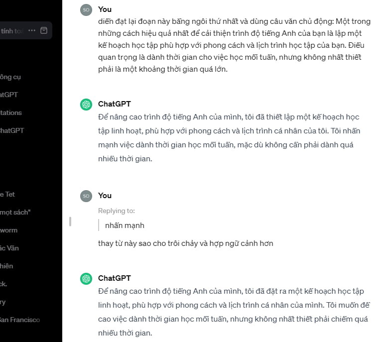 Dùng ChatGPT để chỉnh sửa văn bản