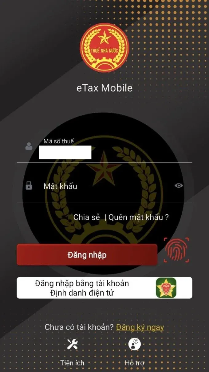 Cách tra cứu dư nợ thuế TNCN qua ứng dụng eTax Mobile - Bước 1