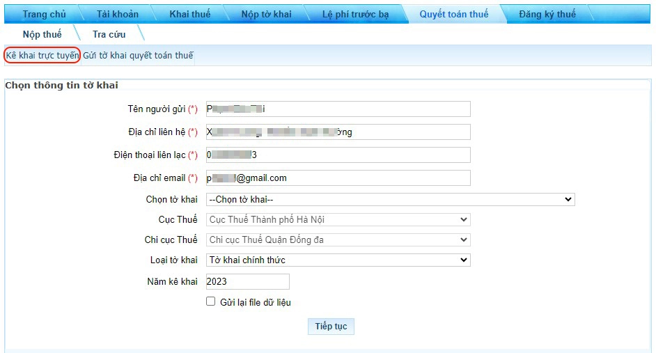 Hướng dẫn quyết toán thuế thu nhập cá nhân TNCN online - Bước 3