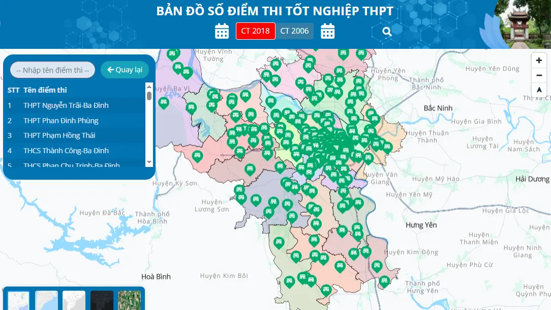 Hướng dẫn dùng bản đồ số điểm thi tốt nghiệp THPT