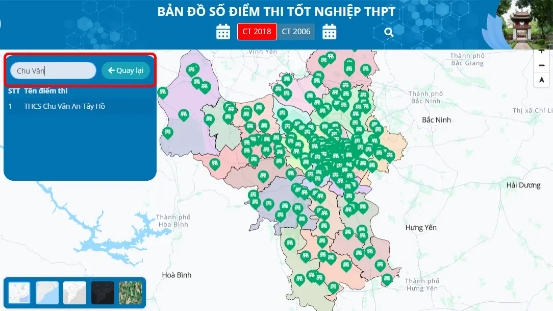 Cách dùng bản đồ số điểm thi tốt nghiệp THPT - Bước 3